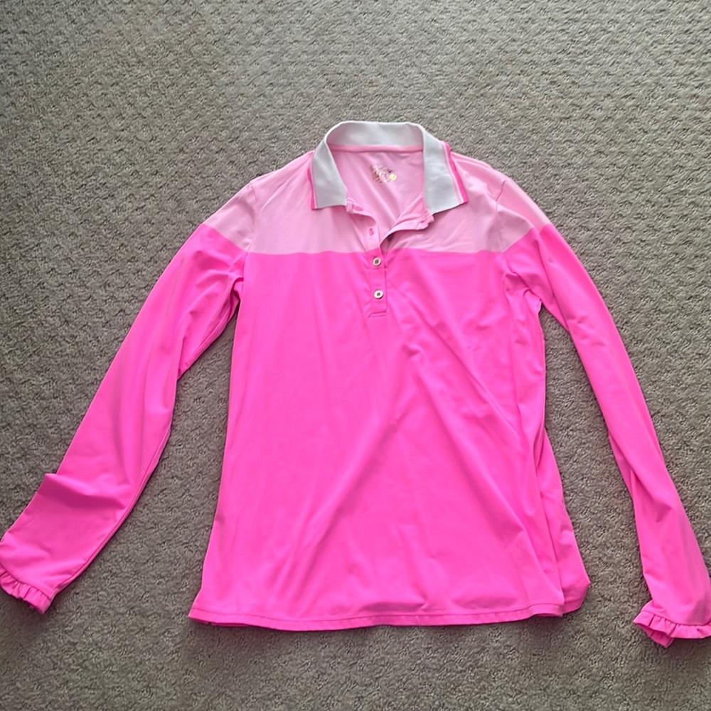 NWT Lilly Pulitzer Luxletic hot pink collared shirt